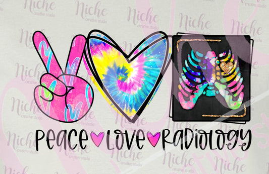 -MED2729 Peace Love Radiology Decal