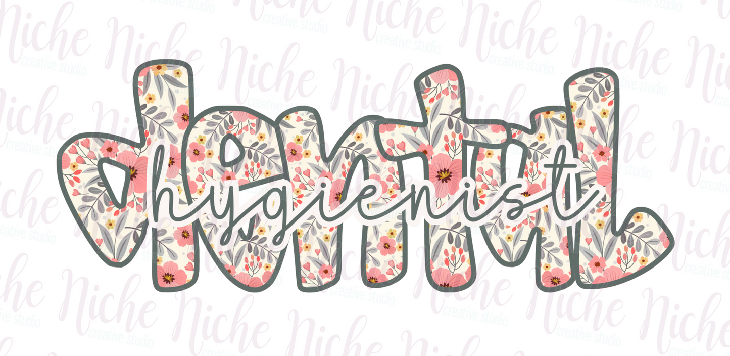 -MED8563 Dental Hygienist Floral Decal