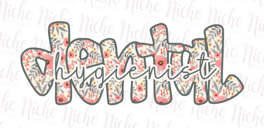 -MED8563 Dental Hygienist Floral Decal