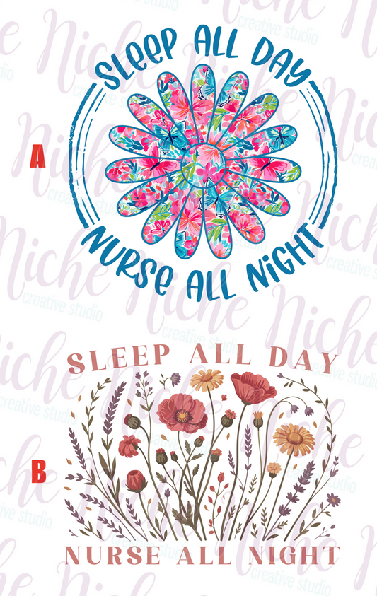 -MED8570 Sleep All Day Nurse All Night Decal