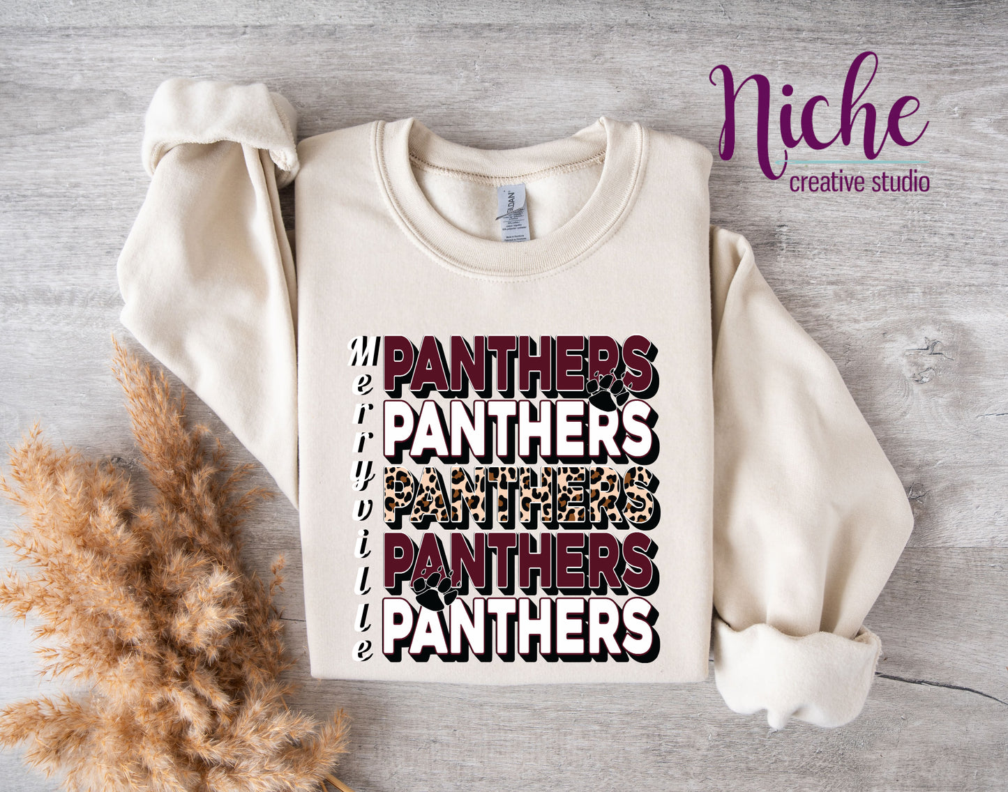 -MER3016 Merryville Panthers Repeat Decal