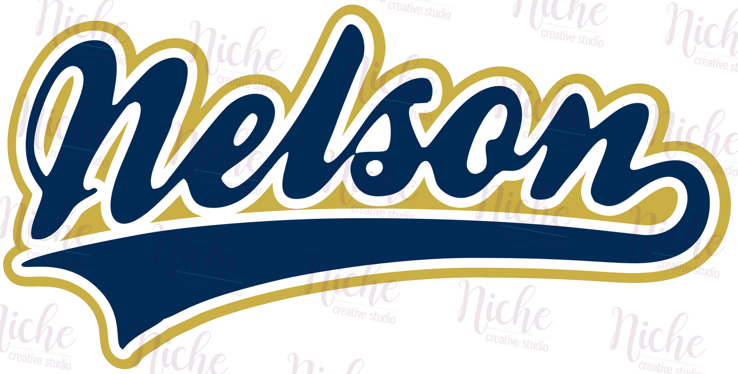 -NEL498 Nelson Swoosh Banner Decal