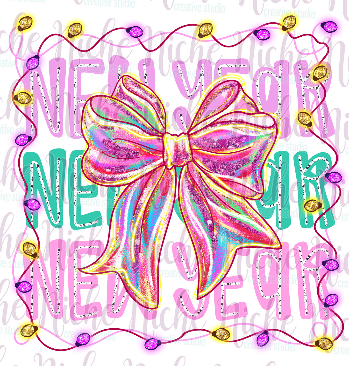 -NEW8401 New Year Bow Decal