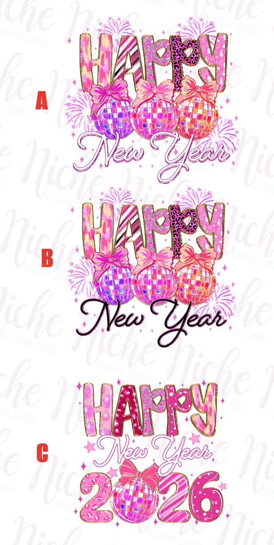 -NEW8405 Pink Happy New Year Decal