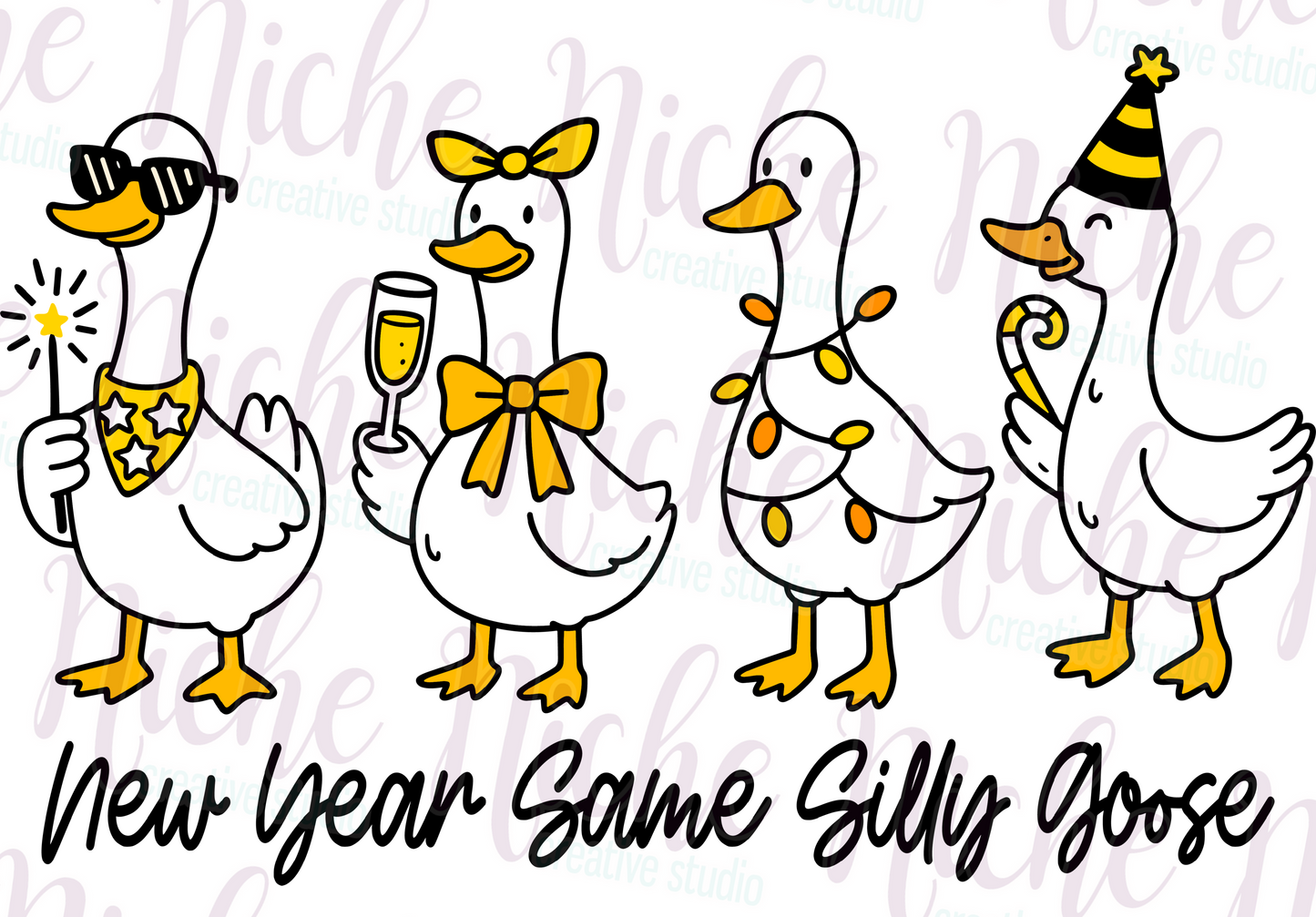 -NEW8410 New Year Same Silly Goose Decal