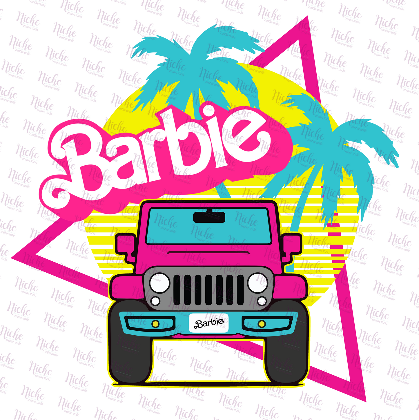 -OTH104 Pink Doll Jeep Decal