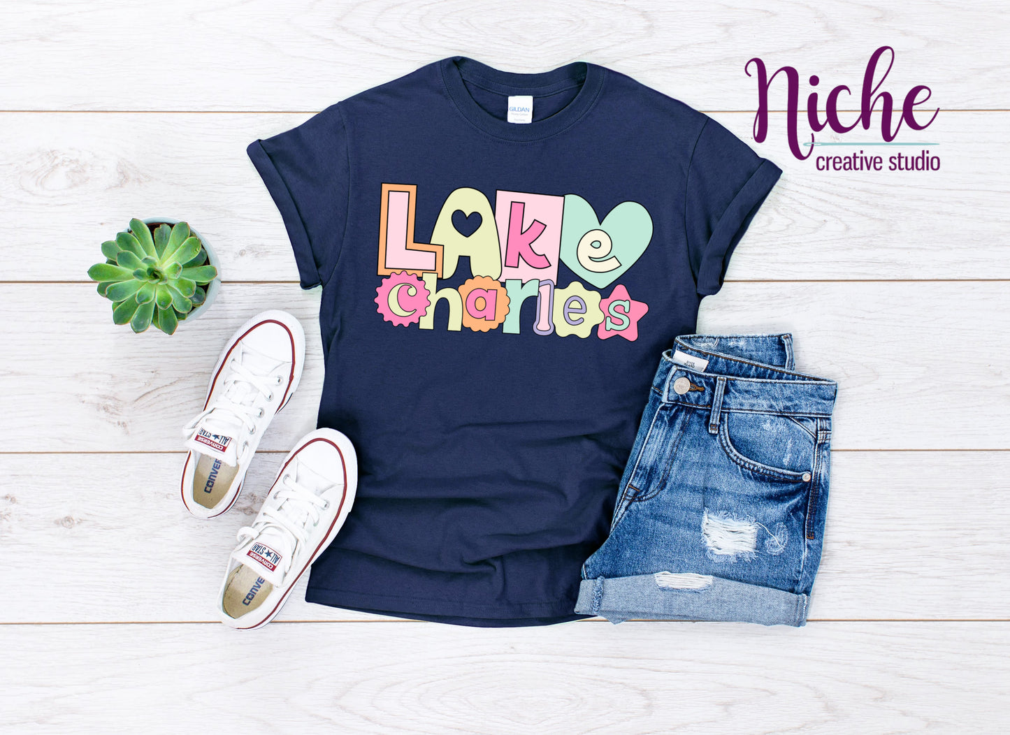 -OTH5129 Lake Charles Doodle Letters Decal