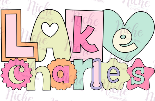 -OTH5129 Lake Charles Doodle Letters Decal