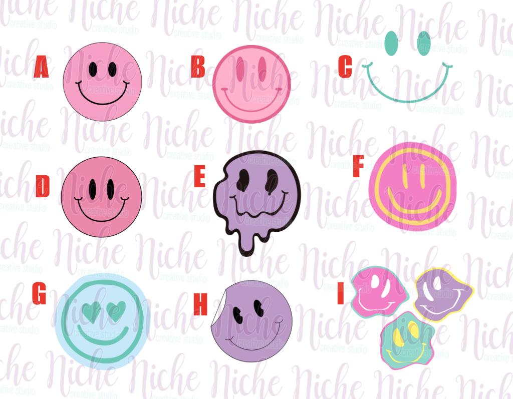 -OTH8492 Retro Smiley Faces Decal