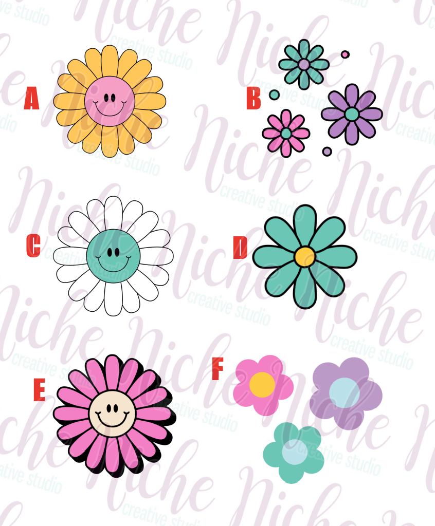 -OTH8493 Retro Flowers Decal