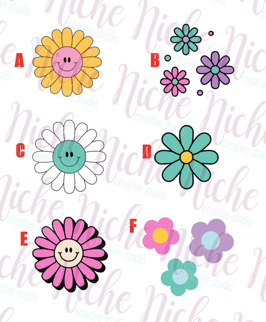 -OTH8493 Retro Flowers Decal