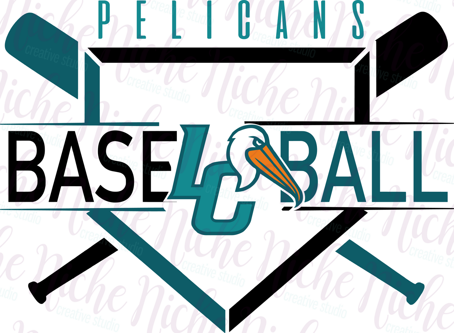 -PEL3338 Pelicans Baseball Bats Decal