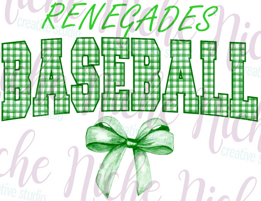 -RAG8180 Renegades Baseball Gingham Bow Decal