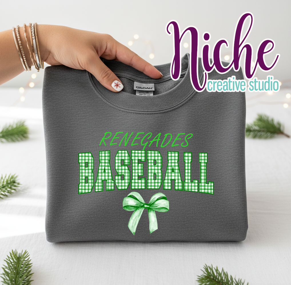 -RAG8180 Renegades Baseball Gingham Bow Decal