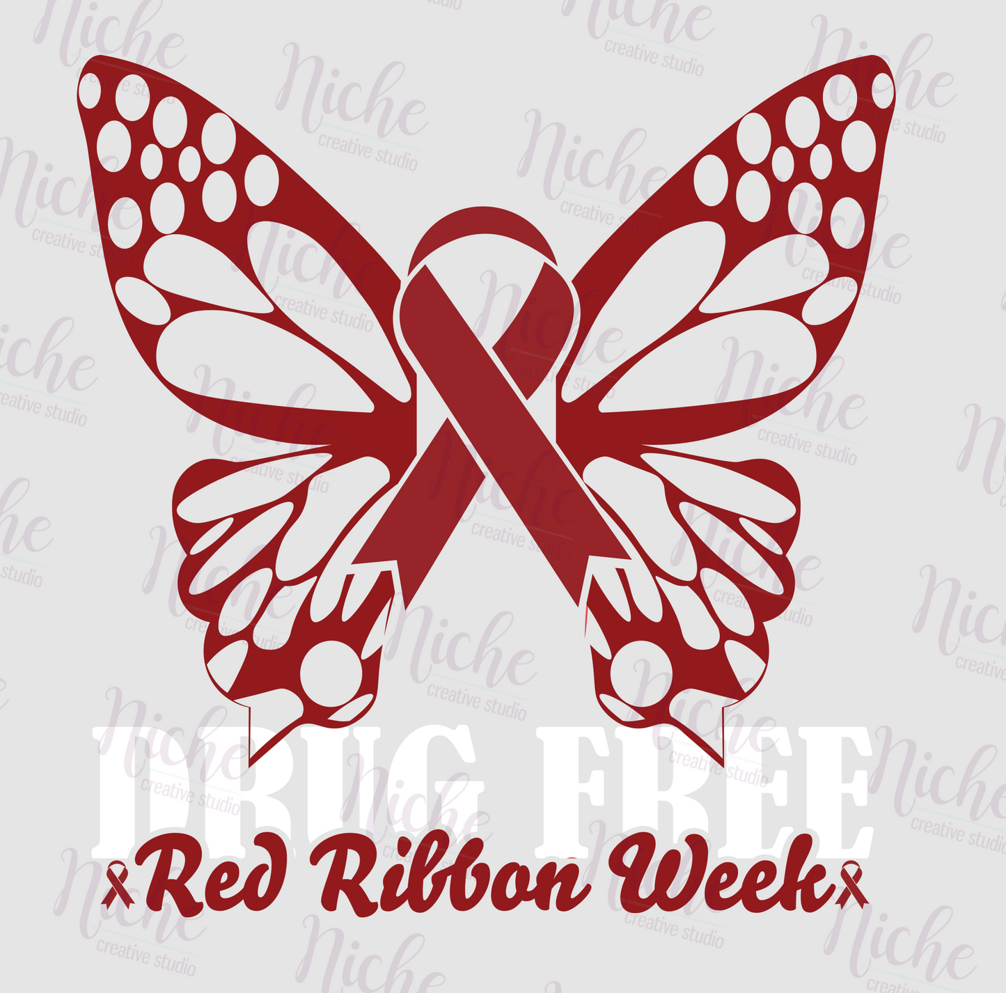 -RED5408 Red Ribbon Butterfly Decal