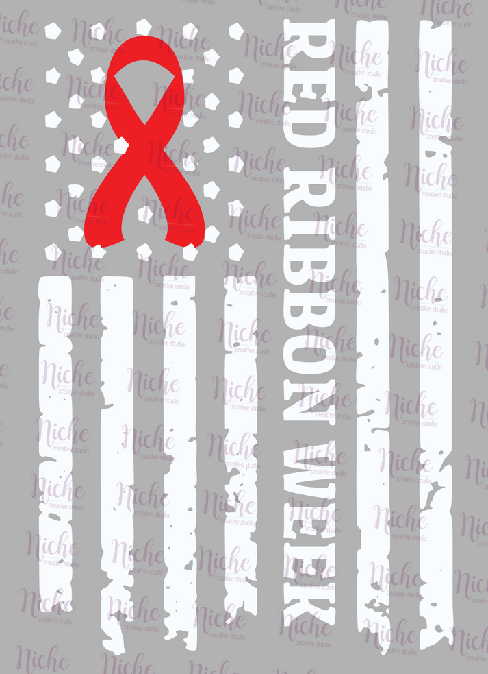 -RED5408 Red Ribbon Flag Decal – Niche Creative Studio