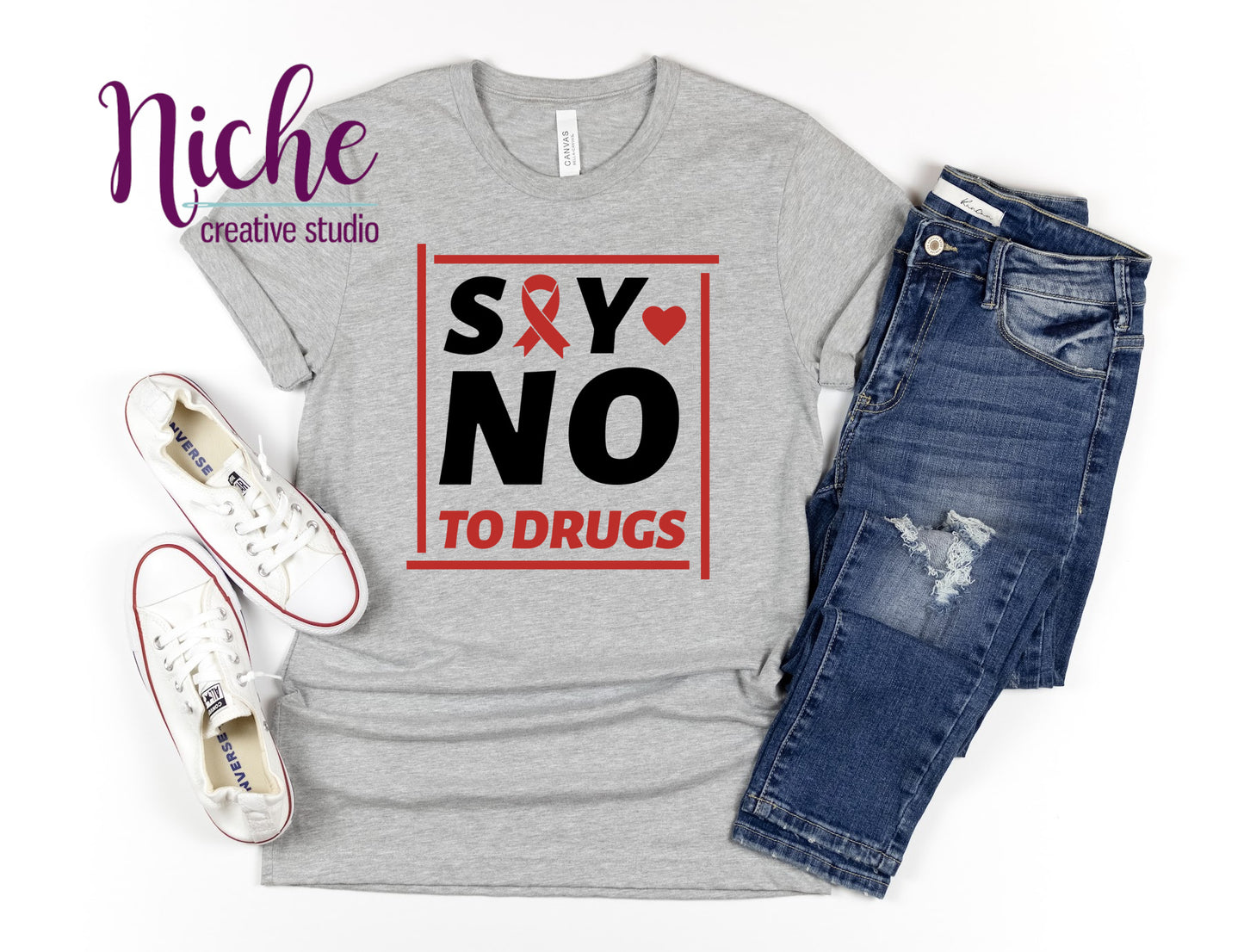 -RED5414 Say No Square Decal