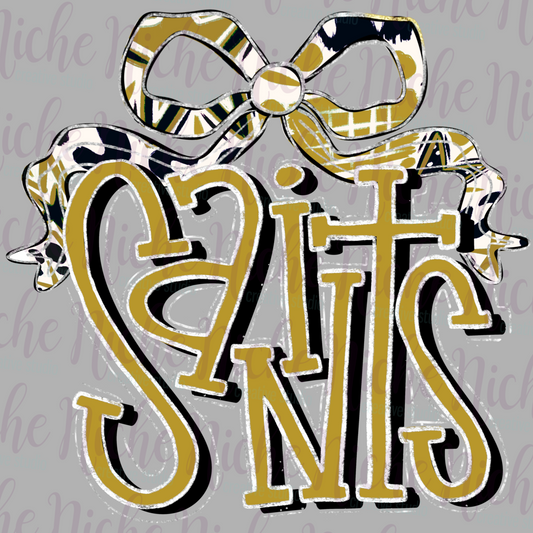 -SAI8291 Saints Gold Black Bow Decal