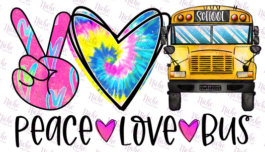 - SCH142 Peace Love School Bus Colorful Decal