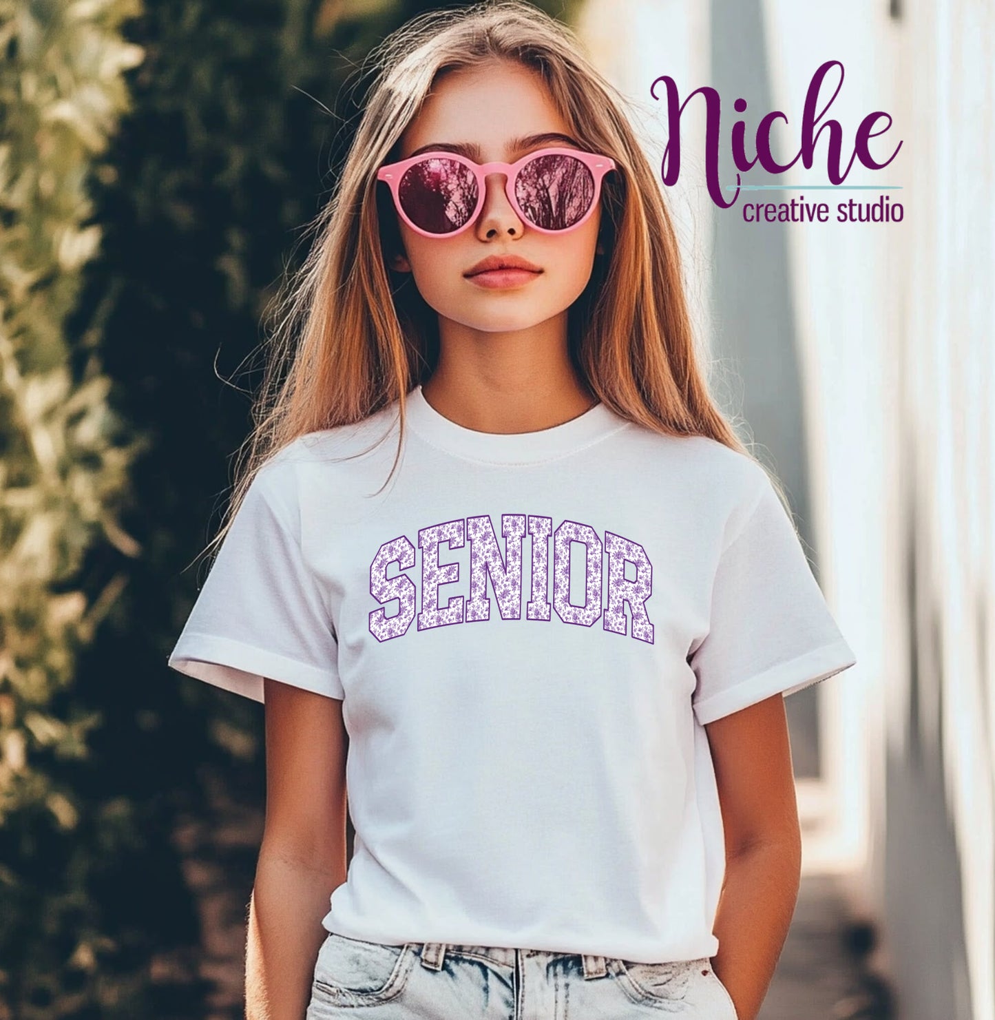 -SCH3344 Senior Purple Floral Decal