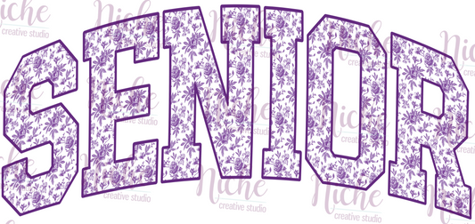-SCH3344 Senior Purple Floral Decal
