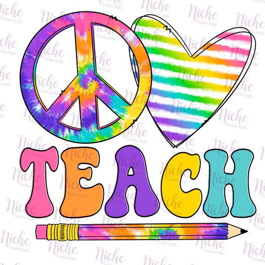 -SCH497 Peace Love Teach Decal