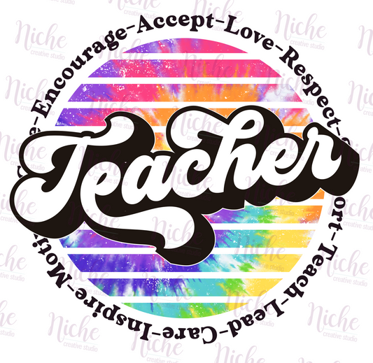 -SCH510 Teacher Tie Dye Decal