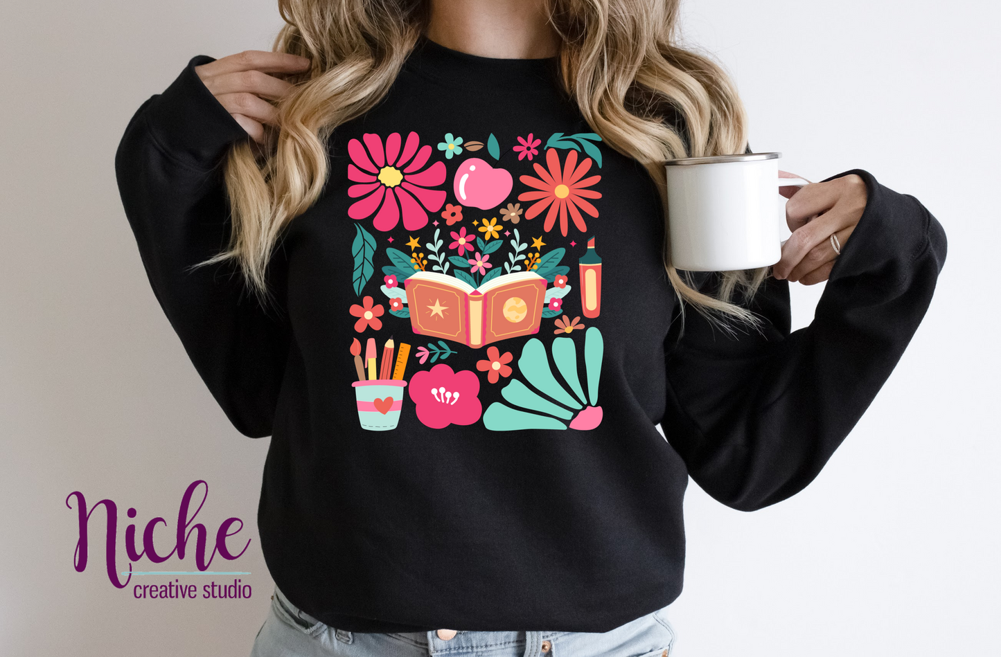 -SCH8230 Boho Floral Teacher Decal