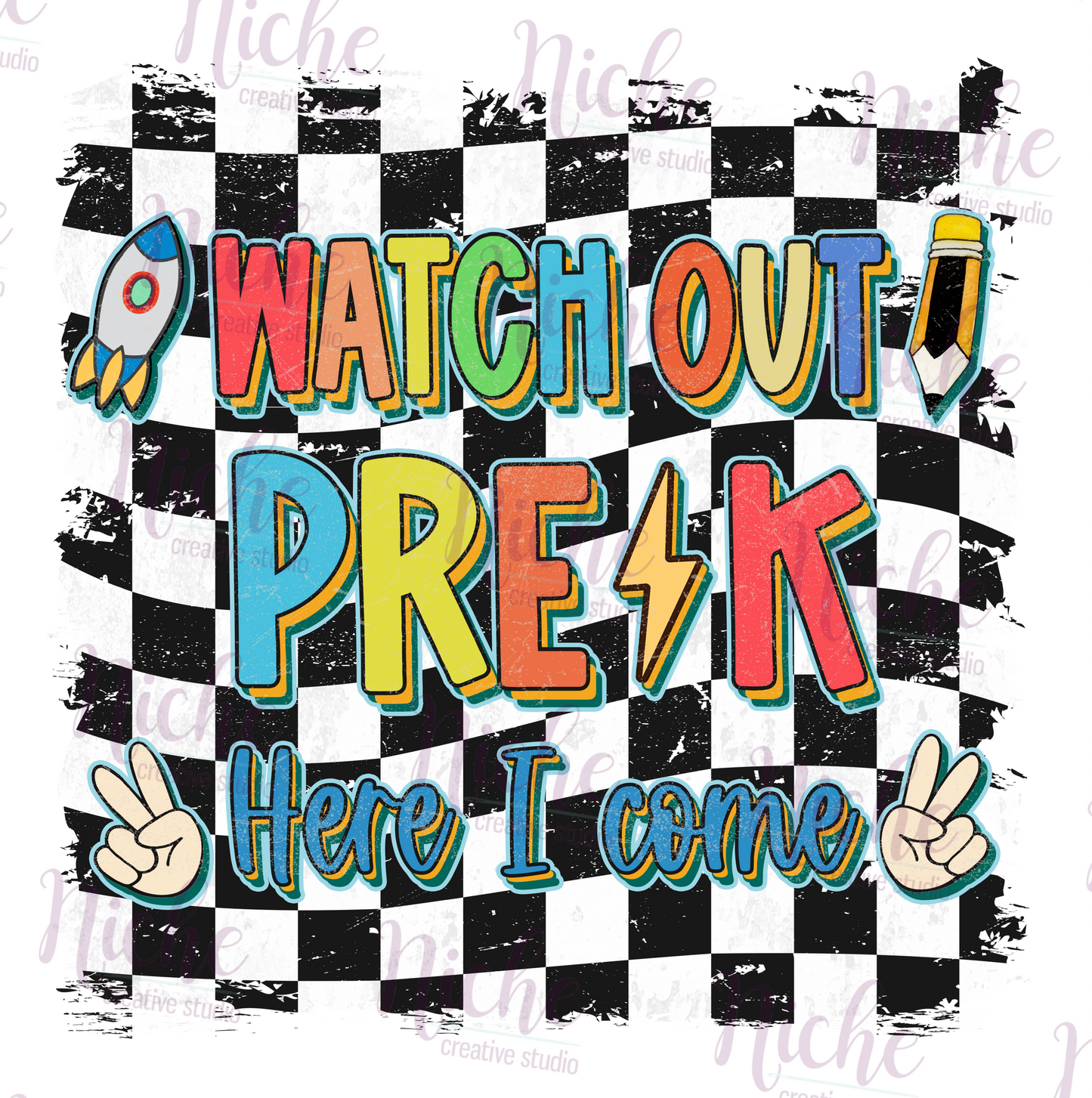 -SCH8238 Watch Out PreK Boy Retro Decal