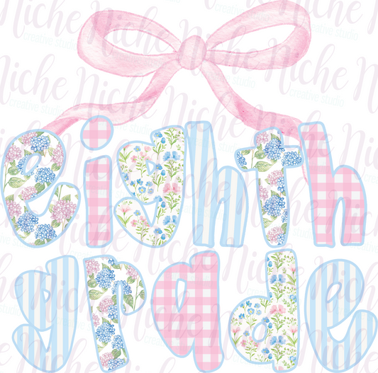 -SCH8253 Eighth Grade Bow Hydrangea Decal