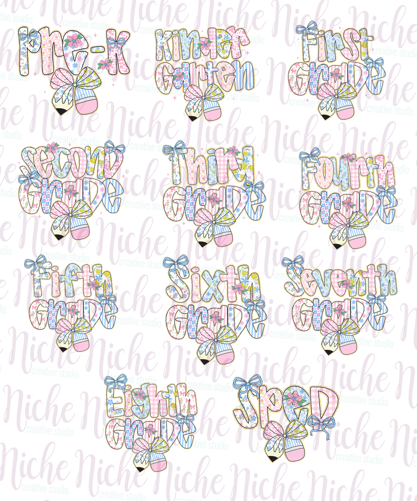 -SCH8255 Preppy Bow Grade Level Decal