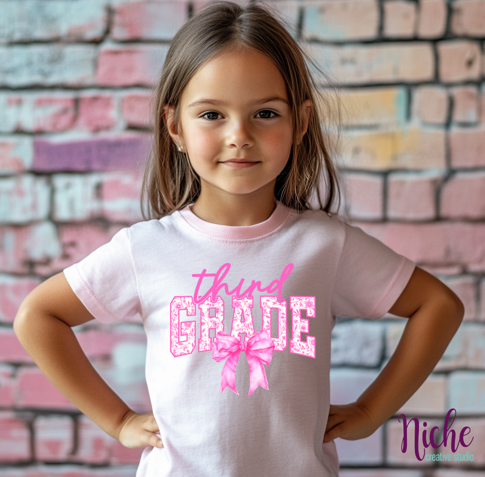 -SCH8283 Third Grade Pink Bow Decal