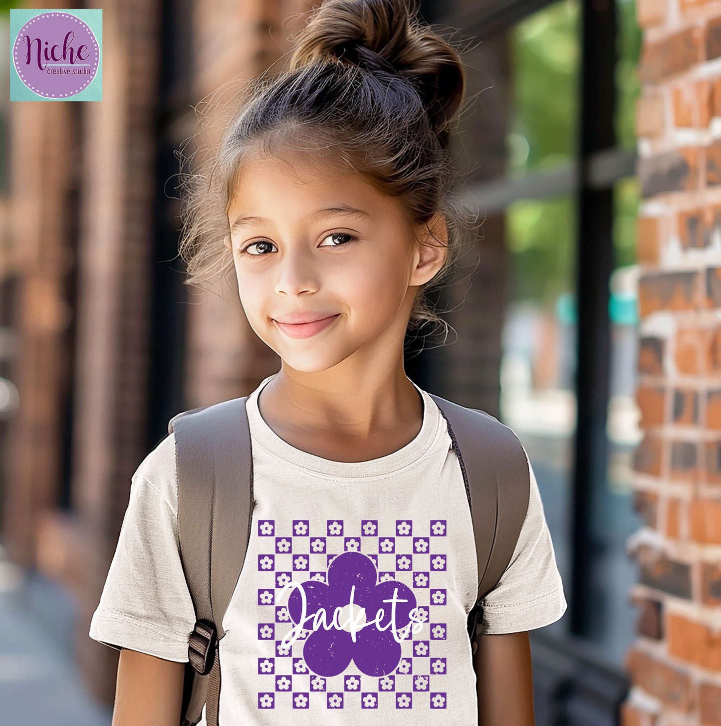 -SCH8319 Checkered Flower Jackets Decal