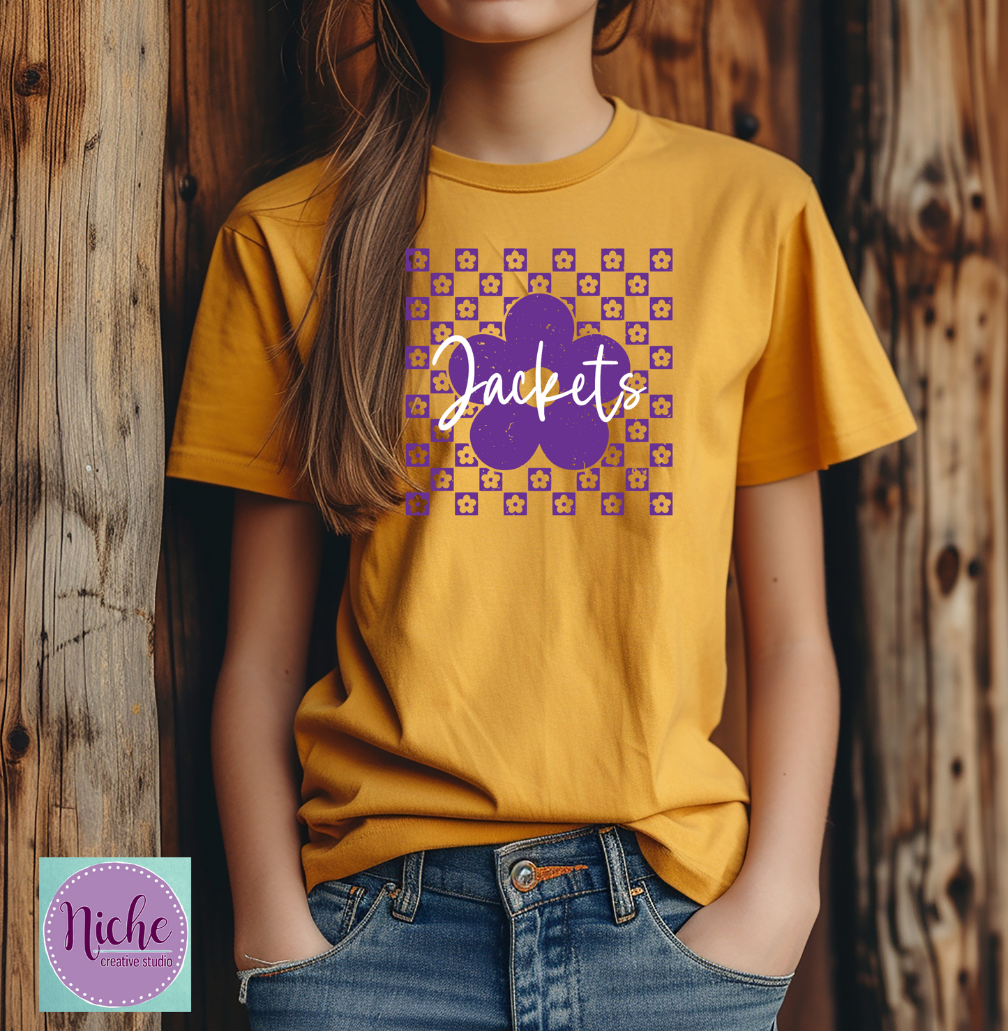 -SCH8319 Checkered Flower Jackets Decal