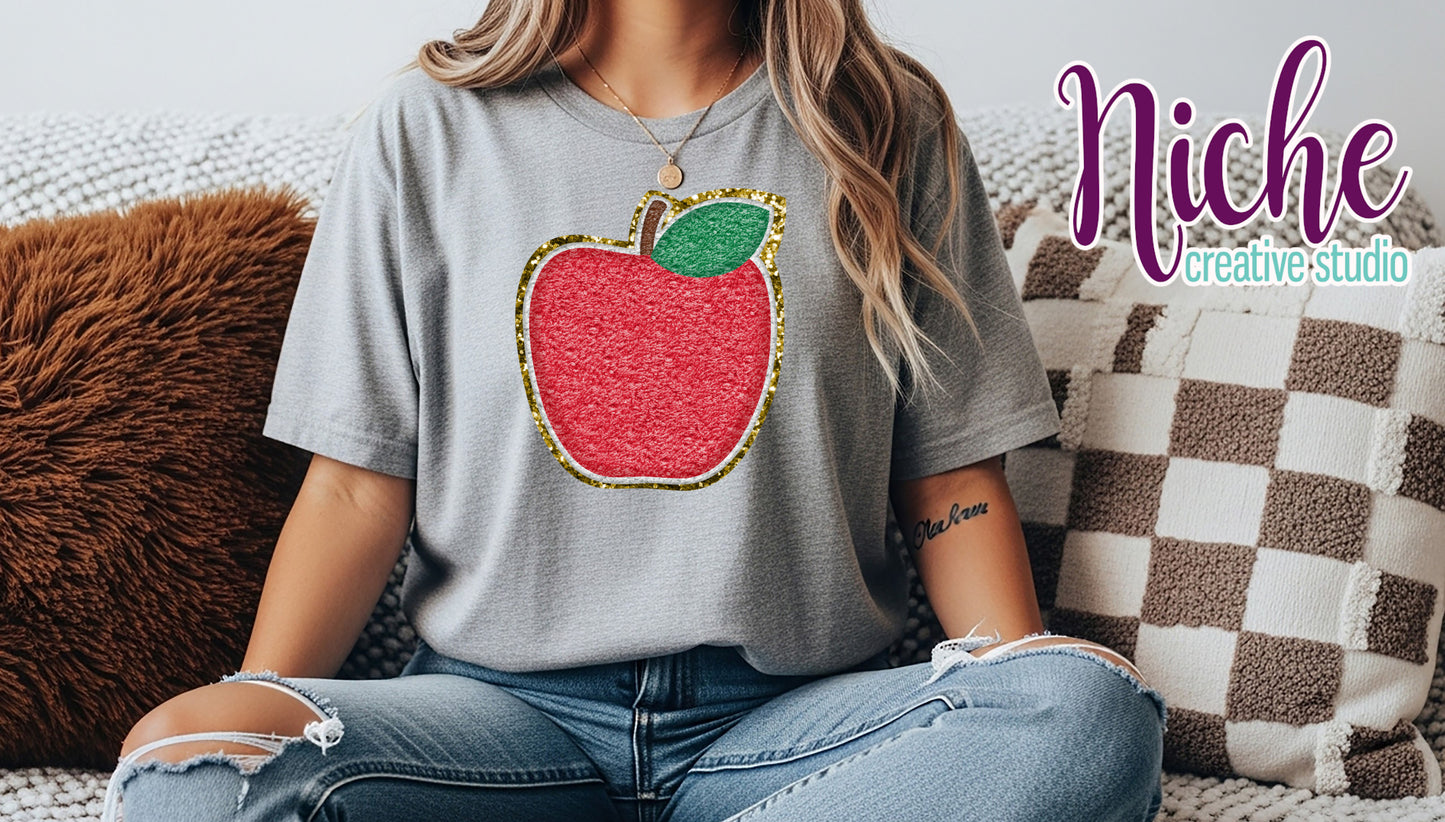 -SCH8462 Faux Chenille Apple Decal