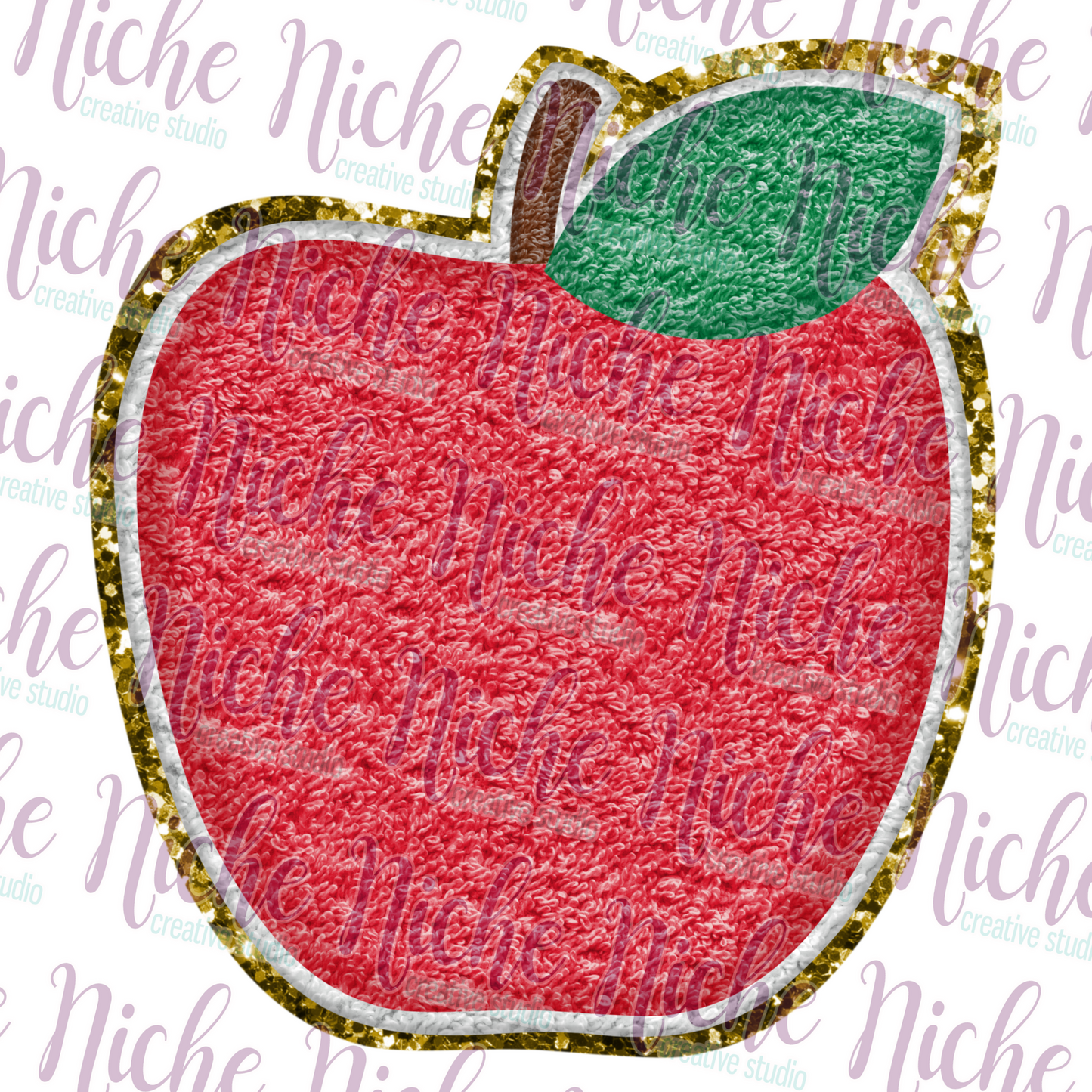 -SCH8462 Faux Chenille Apple Decal