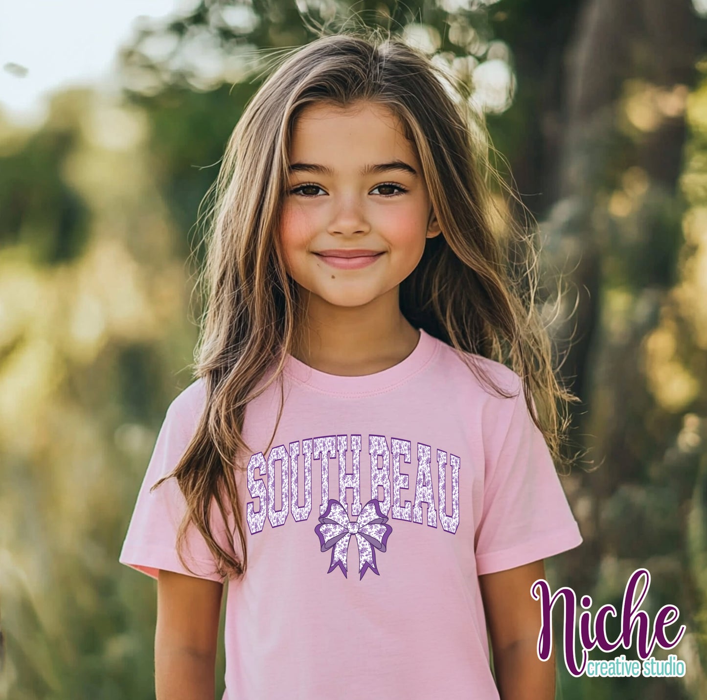 -SOU8425 South Beau Purple Toile Double Bow Decal