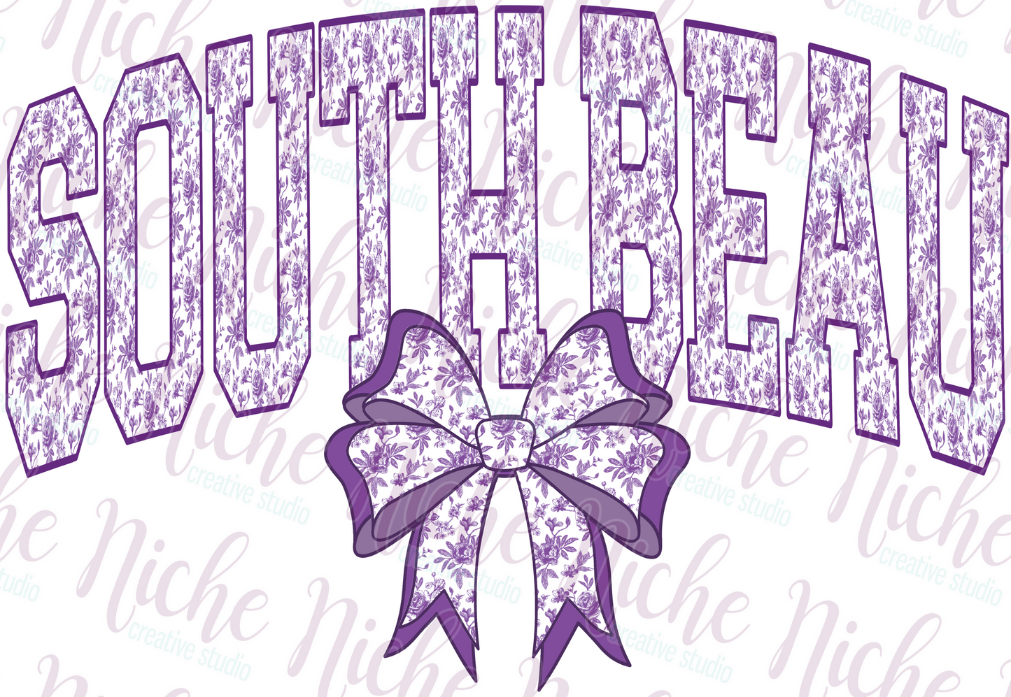 -SOU8425 South Beau Purple Toile Double Bow Decal