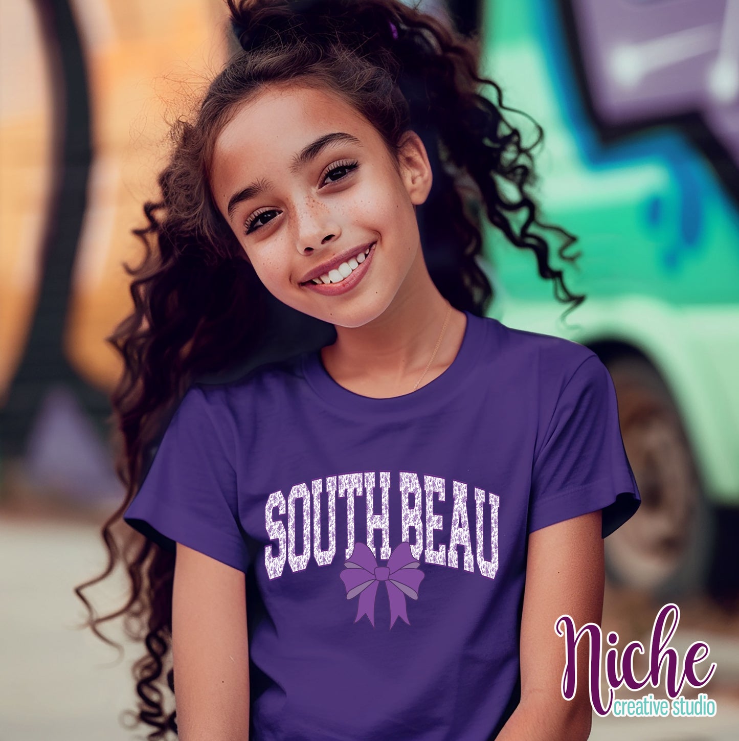 -SOU8426 South Beau Purple Toile Single Bow Decal