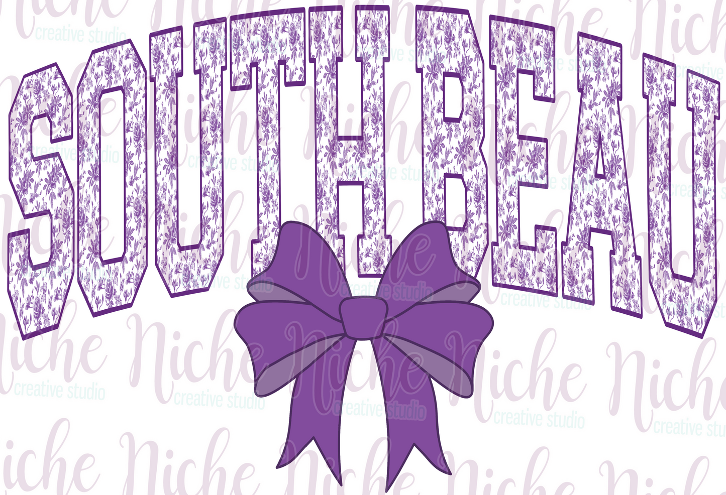 -SOU8426 South Beau Purple Toile Single Bow Decal