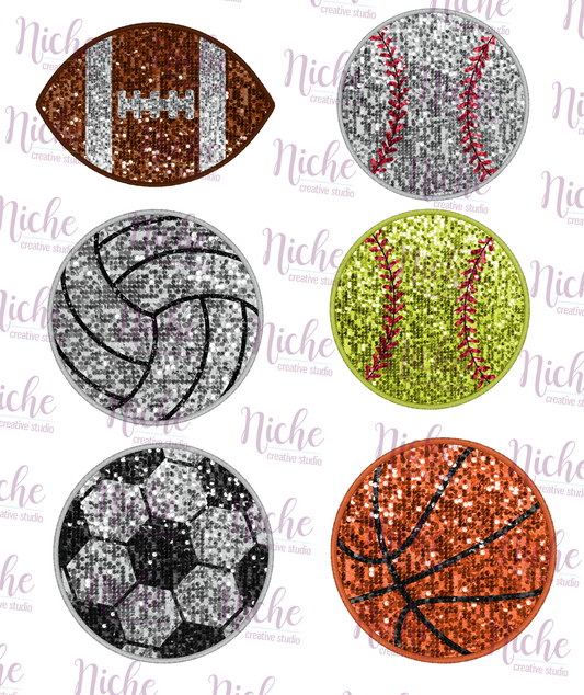 -SPO1549 Sports Balls Faux Sequin Decal