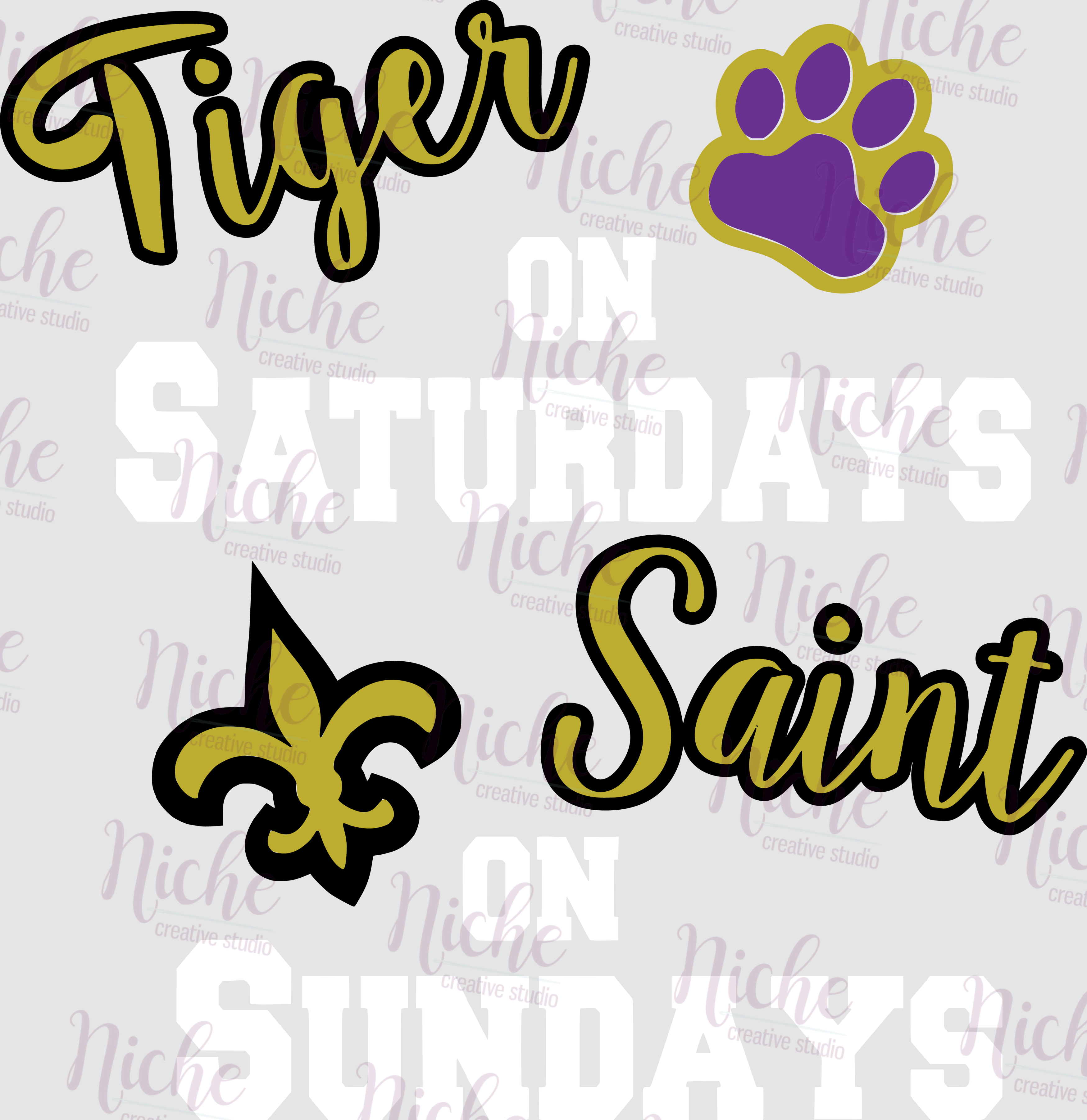-SPO5150 Tiger on Saturday Saint on Sunday Decal – Niche Creative Studio