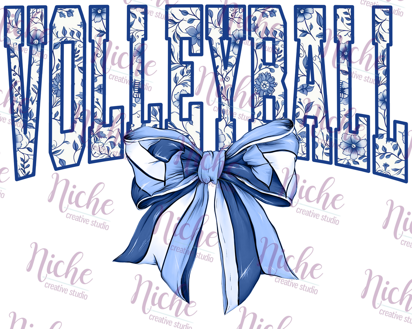 -SPO8065 Volleyball Blue Floral Decal