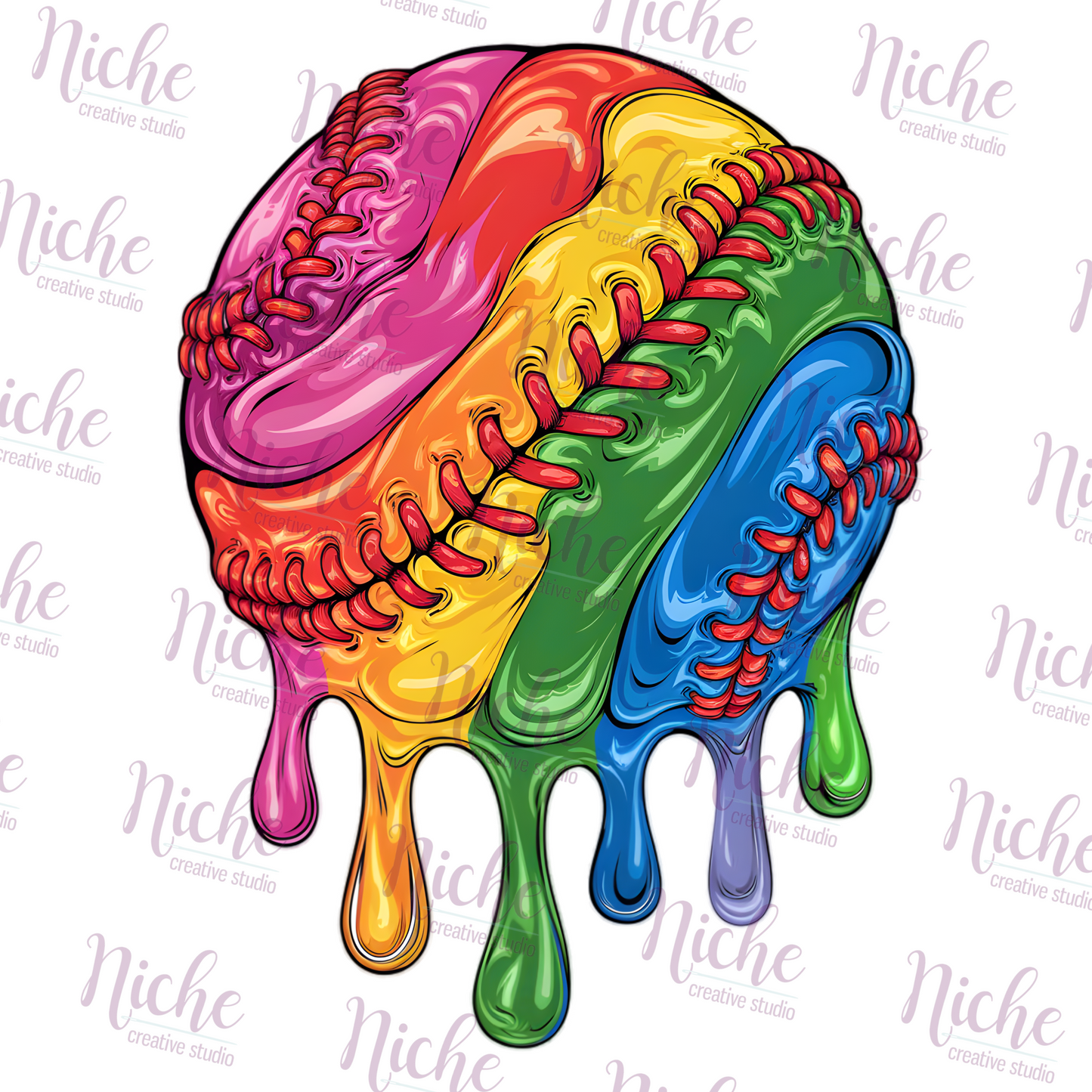 -SPO8237 Rainbow Softball Decal