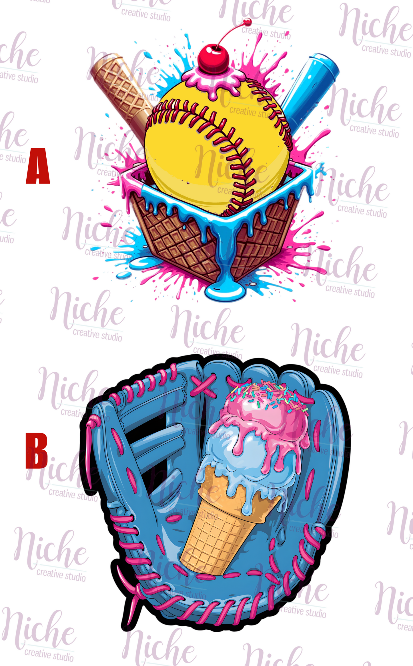 -SPO8241 Ice Cream Drip Softball Decal