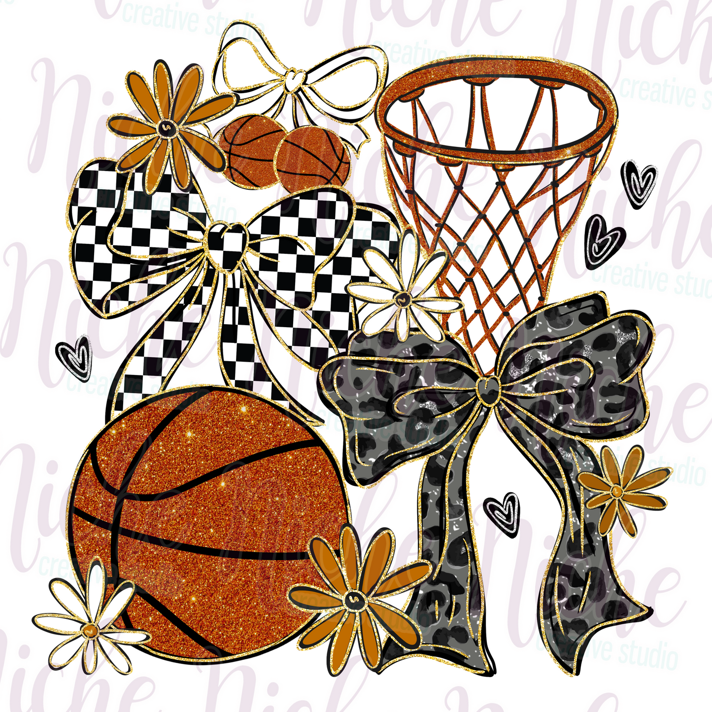 -SPO8528 Basketball Bow Decal