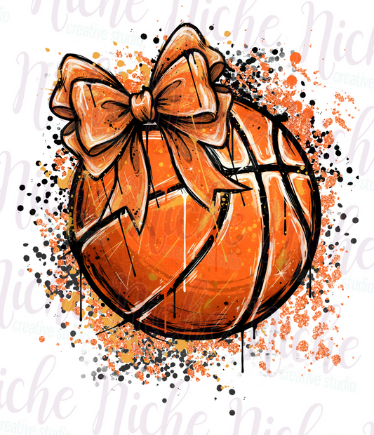 -SPO8530 Basketball with Bow Decal
