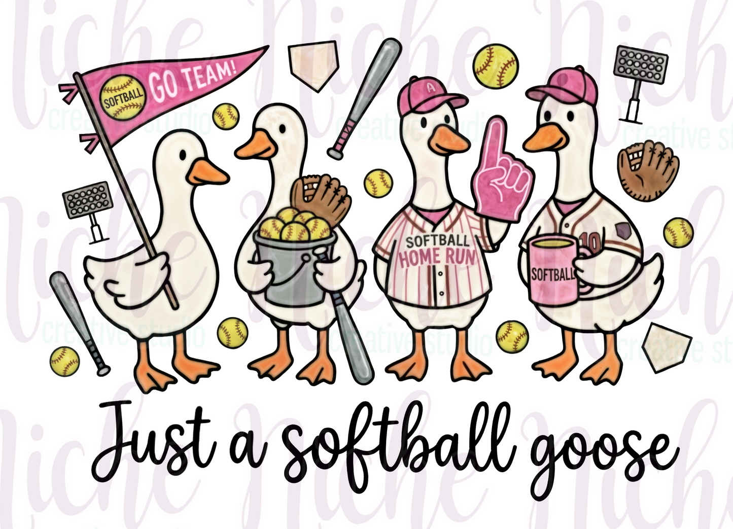 -SPO8601 Just a Softball Goose Decal