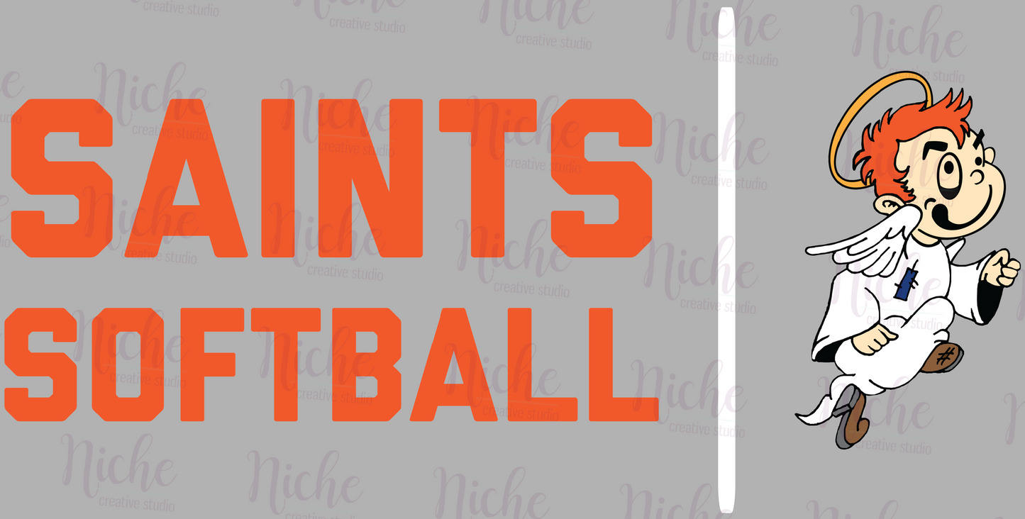 -STL1551 Saint Softball with Angel Boy Decal