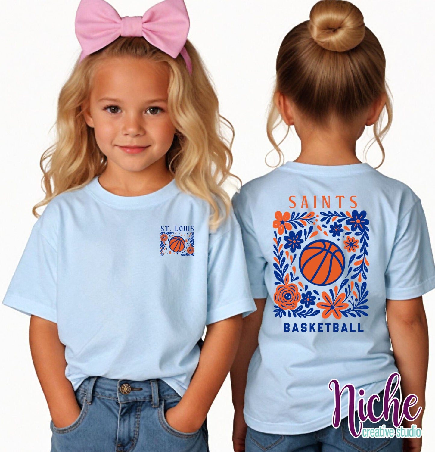 -STL3020 **Combo** Floral Saints Basketball Decal